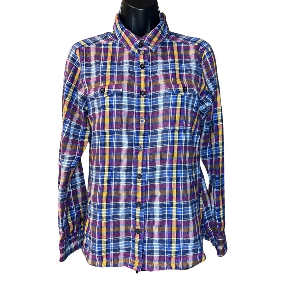 PATAGONIA Long-Sleeved Fjord Organic Flannel Shirt in Roadie Purple Ikat, Size 8